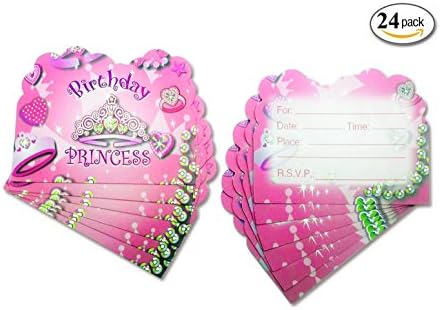 24 Count Princess Birthday Invitation Cards Girls Party Supplies