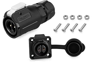 ALLAOUNION 2 Pin Connector, IP67 Waterproof Aviation Cable Connector for Automotive, Marine, Lights, and Indoor/Outdoor Electrical Wire Connections