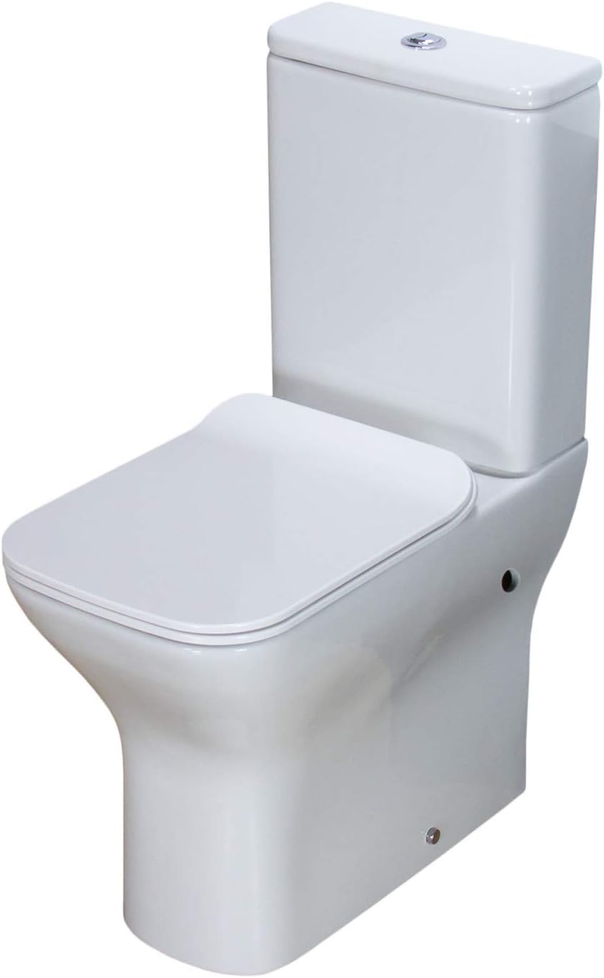 KLARA Toilet WC Close Coupled square Cloakroom Disabled Extra Height Heavy Seat 450 mm pan H 131H