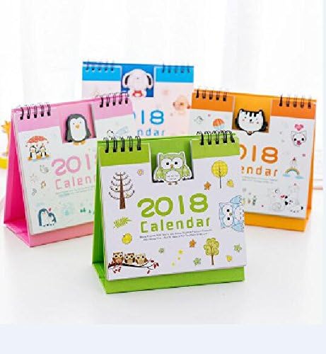 Wetietir 2018 Cartoon Animal Desktop Calendar Flip Stand Office Dairy (Random Style)
