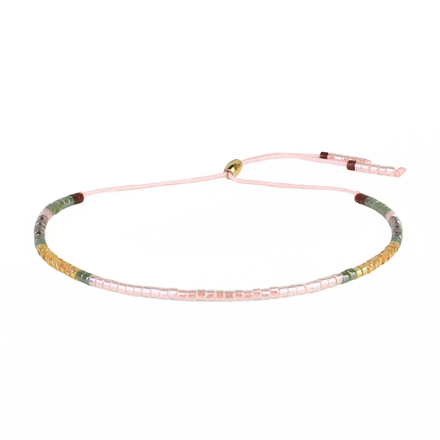 KELITCH Women Crystal Friendship Bracelets Handmade New Miyuki Beads Charm Bracelets Bangles (Pink Green)