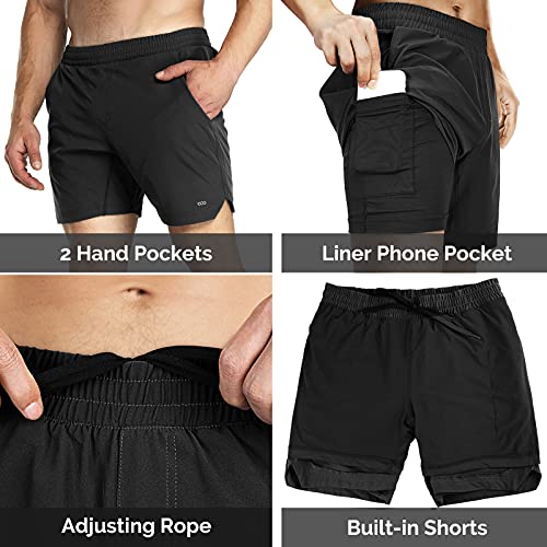 33,000ft Men's 2 in 1 Running Shorts with Phone Pocket, Lightweight