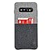 Dockem Luxe N1 Card Case for Samsung Galaxy S10 Plus: Ultra Slim 1 Slot Wallet Case, Synthetic Leather with UltraGrip Twill Canvas Styling: S10+ [Black & Grey]