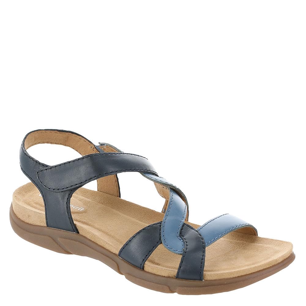 Easy Spirit Women’s Minny Flat Sandal, Navy-Multi, 12