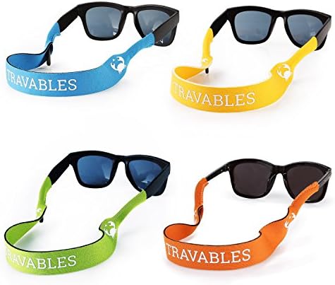 Travables Eyewear Retainer, Floating Neoprene Sunglass and Glasses Holder Straps (4 Pcs)