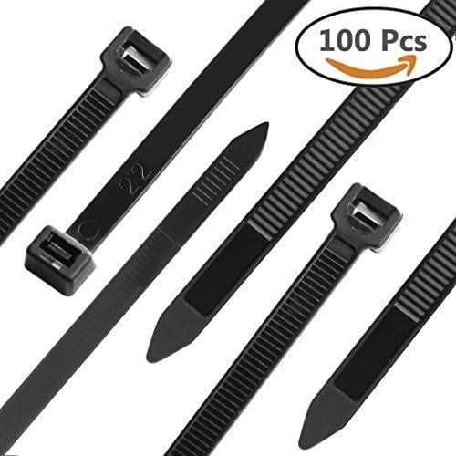 EAXER Cable Zip Ties Heavy Duty 12 Inch, Ultra Strong Plastic Wire Wraps with 120 LB Tensile Strength, Industrial Grade Nylon Ties for Indoor and Outdoor Use, 100 Pack, (White &amp; UV Resistant Black)