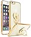 Bastex iPhone 6/6s Case, Ultra Thin Clear Luxury TPU Gold Bumper Case Cover with Attachable Heart Diamond Ring Holder for Apple iPhone 6/6s