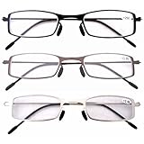 Eyekepper 3 Pcs Mix Unique Lightweight Stainless Steel Frame Cheap Reading Glasses For Men and Women +1.0
