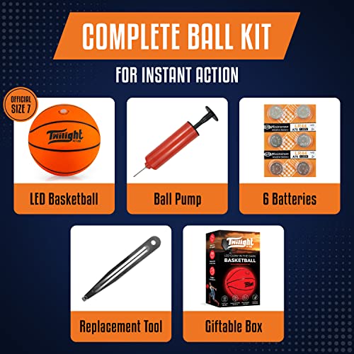TWILIGHT ACTION Glow in The Dark Basketball, Light Up Basketball