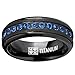 Black Titanium Men's Eternity Ring Band With Deep Blue Cubic Zirconia CZ, Size 12