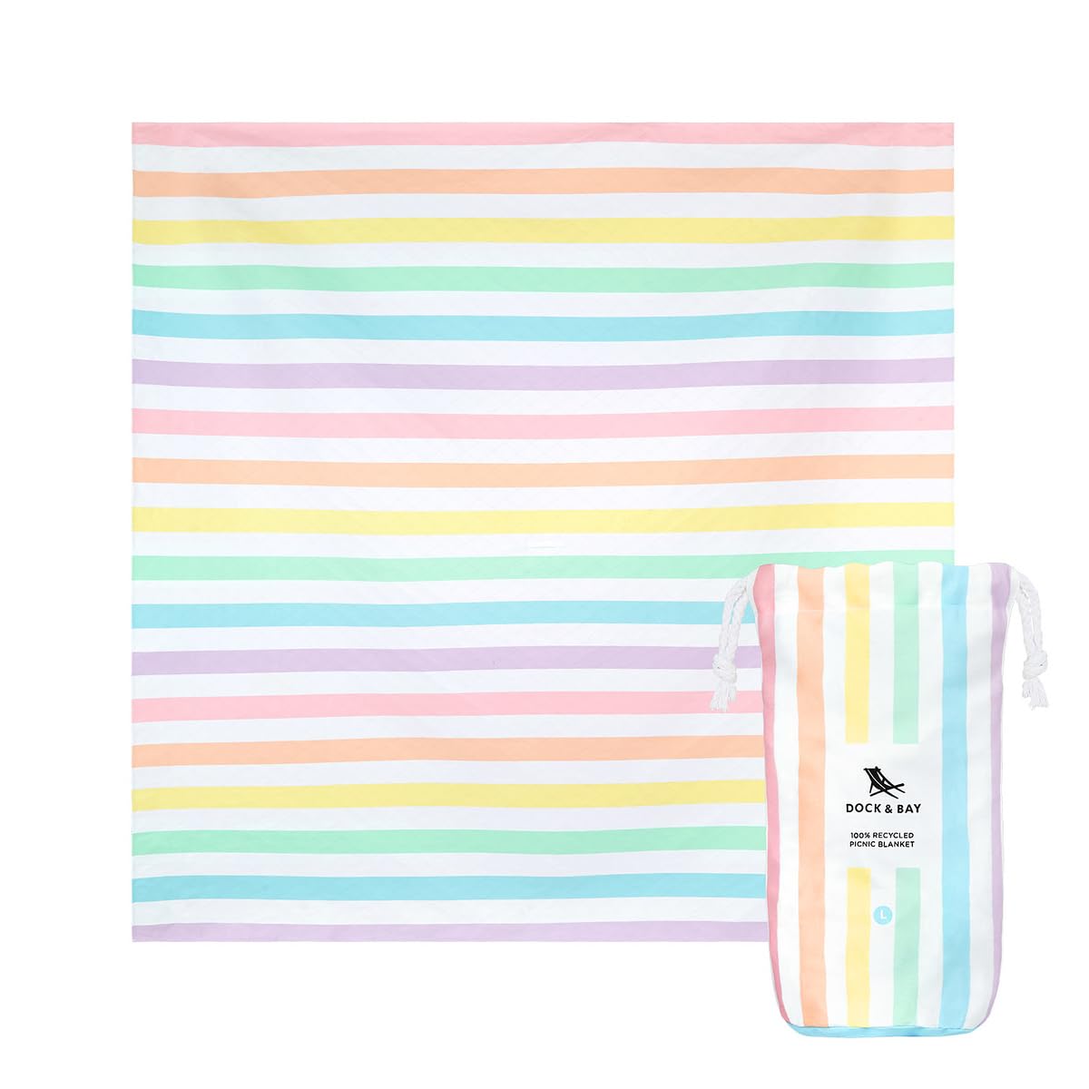 Dock & Bay Picnic Blanket - Quick Dry & Water Resistant - 100% Recycled Materials - Extra Large (240x170cm) - Summer - Unicorn Waves