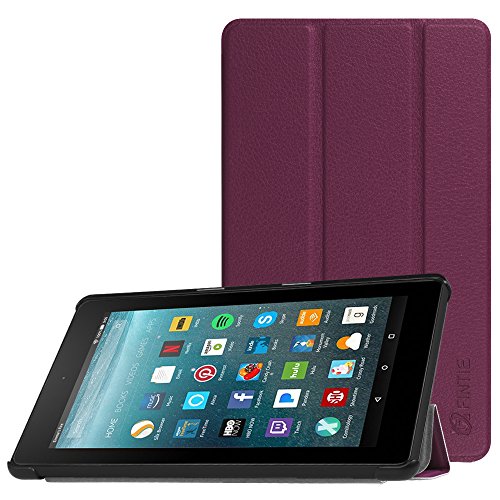 Fintie Slim Case for All-New Amazon Fire 7 Tablet (7th Generation, 2017 Release), Ultra Lightweight Slim Shell Standing Cover with Auto Wake / Sleep, Purple
