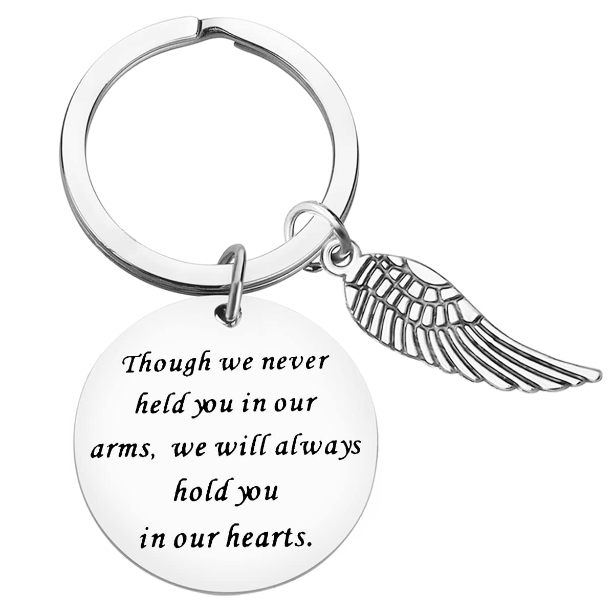 Baipilu Loss of Baby Keyring Memorial Jewelry Gift Loss of Kids Keychain Though We Never Held You In Our Arms We Will Always Hold You In Our Hearts Keychain Miscarriage Keepsake Baby Sympathy Gift