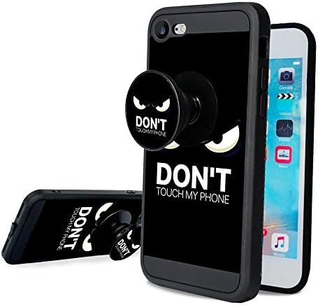 iPhone 7 Case,iPhone 8 Case,Fashion Funny Case with Rotating Pop up Kickstand and Shock Proof Soft TPU Silicone Grips Holder Black Case for Apple iPhone 7/8 Case ( 4.7 inch) Don't Touch My Phone