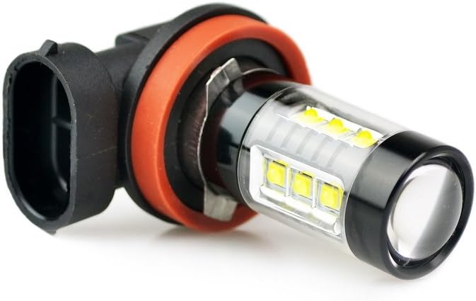 Lumiplux H11 12V 24V White LED Car Light Bulb 16X5W High Power for Fog Light (Pack of 2)