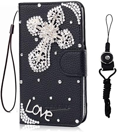 BlackBerry PRIV Case,Handmade Bling PU Leather Filo slots Wallet Flip Protective Case Cover for BlackBerry PRIV (Silver Love Cross)
