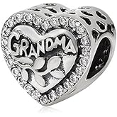 CZVIVIRY Love Grandma Charm 925 Sterling Silver Heart Beads fit Woman Charm Bracelets