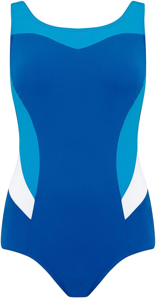 Nicola Jane Ladies Blue Swimming Costume Chlorine Resistant Pocketed