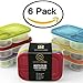Multi-color 6 PACK. 3 compartment reusable food storage containers-Bento Lunch Box set best for kids lunch & Meal Prep. Easy Storage, suitable for Freezer-Microwave and dishwasher. Premium BPA free