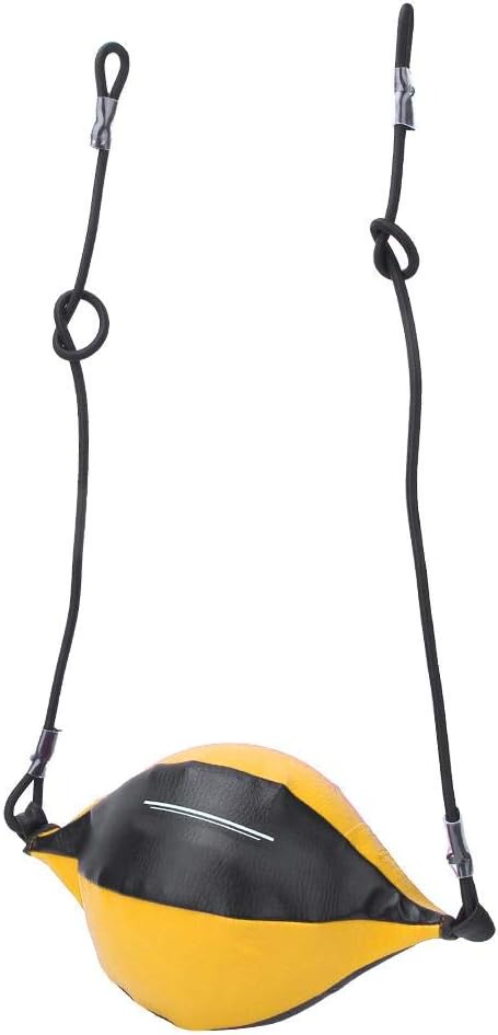Inflatable Boxing Ball, Double End Speed Punch Rebound Ball, Training Equipment, PU Leather, Yellow and Black, 35cm Length - Image 3