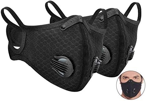 2 Pack Anti-pollution Cycling Face Cover Anti Dust Smoke with Activated Carbon Filters Dust Proof Washable Sports Outdoor Mouth Face Guard