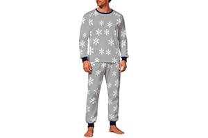 Mens Pajamas Set Christmas Plaid Colorblock Sleepwear Suit Long Sleeve Crew Neck Holiday Pjs Pullover and Joggers 2 Pieces