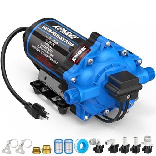 Kohree 7.0 GPM 70 PSI 110V AC Water Pressure Pump, On Demand Self-Priming RV Fresh Water Pump, 5-Chamber Diaphragm Pump with Pressure Switch and Strainer for RV, Marine, Garden, Kitchen, Bathroom