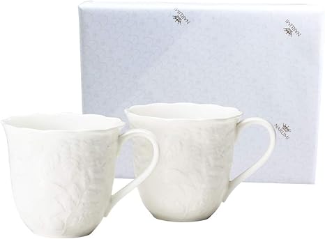 Amazon Narumiオリジナル包装済 Narumi ナルミ ペア マグカップ ホニトン レース ブライト ホワイト 350cc 2個セット 電子レンジ温め 食洗機対応 az 小皿 オンライン通販