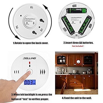 image for Delling Carbon Monoxide Alarm With Digtal Display More Accurate LCD Se