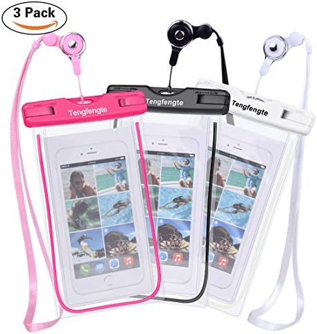 Waterproof Phone Case, Universal Dry bag Outdoor Activities Sport Case Waterproof Phone Bag Pouch With Sensitive Screen For Water Sports,Travel,Devices Up To 6.5’’3 Pack (Pink + white + black)