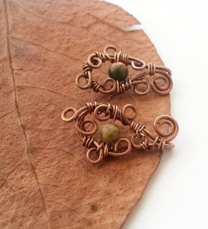 Elven ears - Unakite ear climber Elven ear cuff Elven earrings Elven jewelry Elvish jewelry Ear climber Pierced ear cuff Unakite earring