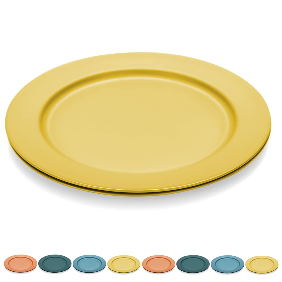 Kyraton 25cm Plastic Dinner Plates 8 pcs, Unbreakable and Reusable Light Weight Dinner Sets for 8 People, Easily Carry Plate for Indoor/Outdoor/Picnic/Home/Restaurant, Microwave Safe BPA Free