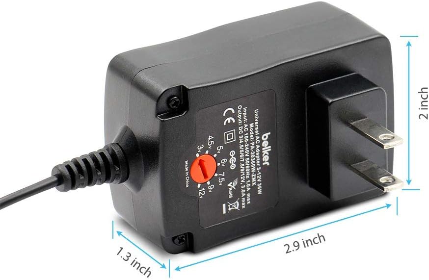 Belker 36W Universal 3V 4.5V 5V 6V 7.5V 9V 12V AC DC Power Adapter Supply for Household Electronics Routers TV Boxes LCD CCTV Cameras - 0.5A 1A 1.5A 2A 2.5A 3A 2500mA Max.: Home Audio & Theater