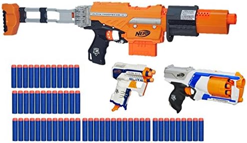 Nerf N-Strike Ultimate Mega Pack: Elite Alpha Trooper CS-6 Mission Kit, Elite Strongarm & Triad EX-3 Blasters, and 57 Foam Darts