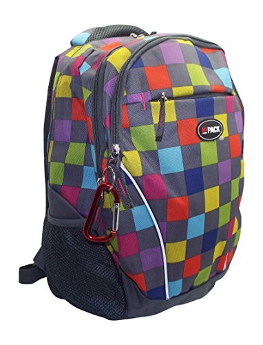 HiPack Pack It Multi Color Plaid Backpack w/ Caribeaner Clip