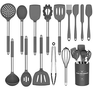 Umite Chef Kitchen Utensil Set, 15pcs Silicone Cooking Kitchen Utensils Set, Cooking Tools Turner Tongs Spatula Spoon…
