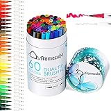 Dual Tip Brush Pens, Homecube 60 Colors Watercolor Art Markers Pens Set with Fine Liners Tip and Brush Tip for Adult Coloring Books, Drawing, Painting, Writing Calligraphy