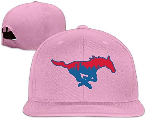 SMU Mustangs Footballâ€¬â€¬ Team Unisex Fitted Flat Brim Solid Baseball Cap &amp; Hat White