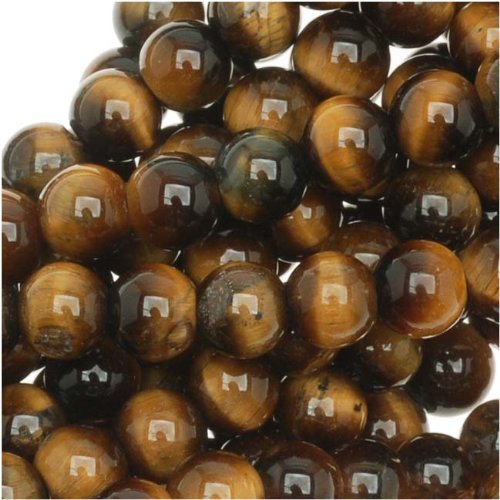 Tiger Tigers Eye Gem Round 6-6.5mm Beads/15.5 (Brown & Gold) - Thumbnail 3