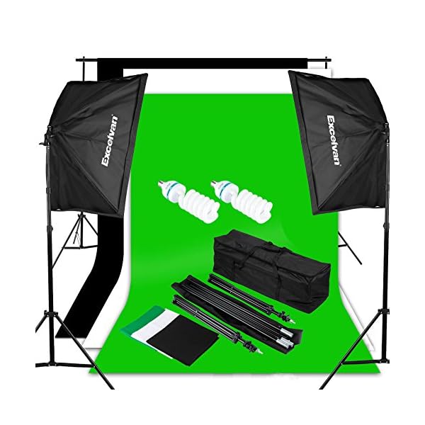 Excelvan Photography Video Studio Lighting Kit 1250W Soft Box W/3