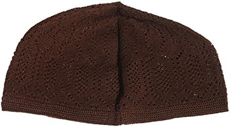 MercanPlain Dark Green Cotton Open-Knit Turkish Muslim Islamic Kufi Hat Taqiya Takke Kofia Skull Cap
