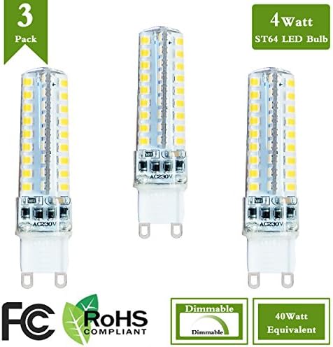 (Pack of 3)4 Watt LED G9 Dimmable Light Bulb Replacement 40 Watt Halogen Bulbs, 4000K Natural White 120 Volt 400 Lumens 360 Degree G9 Base LED Light Bulb