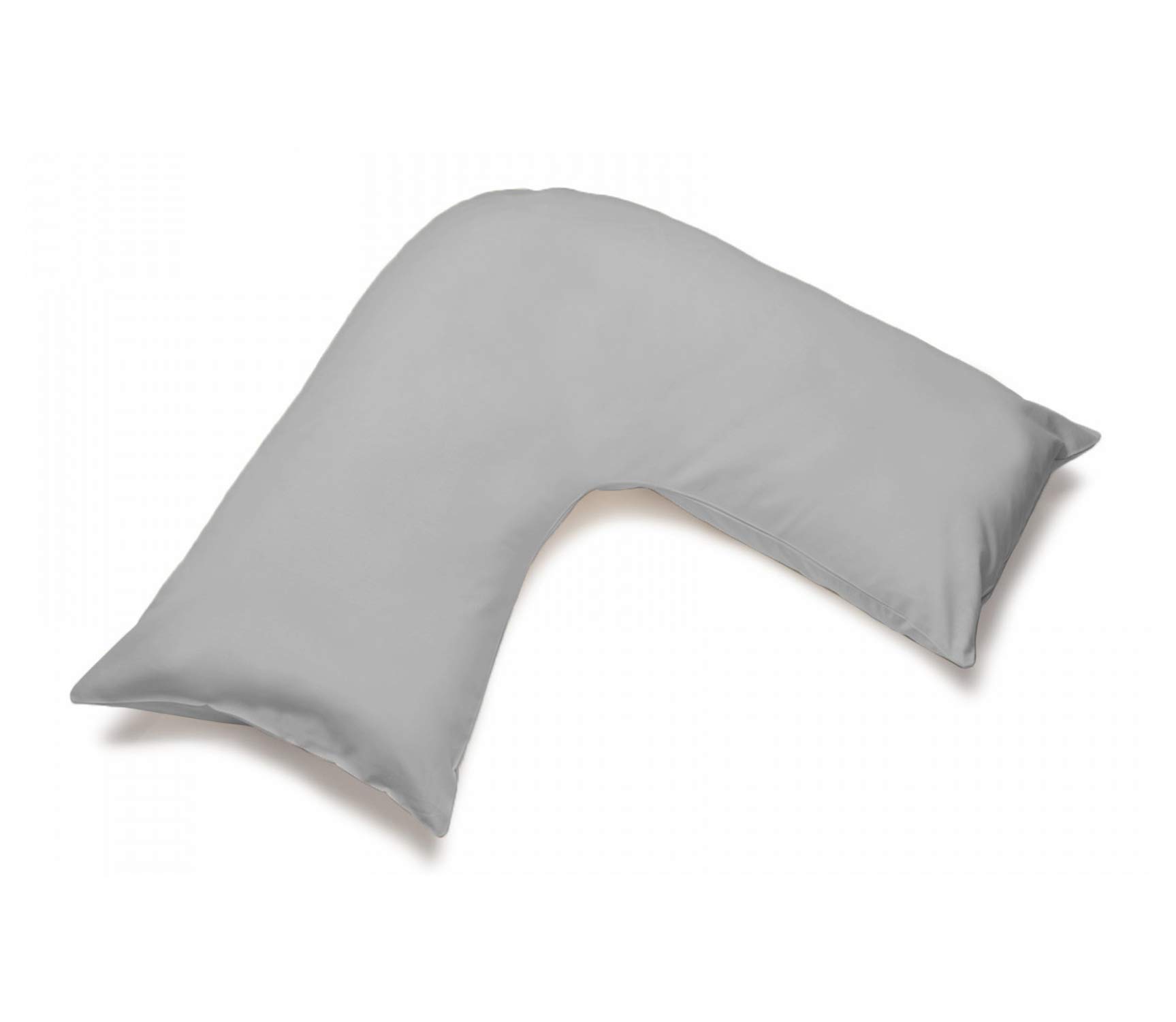 M Fabrics Poly-Cotton Plain Dyed V Pillowcase Cover - Easy Care, Machine Washable - Available in 25 Colours - V Shaped Pillow Case 81x38cm (Grey)