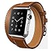 AutumnFall Long Leather Band Double Tour Bracelet Watchband for Apple Watch Series 1, Series 2 38mm (Brown)