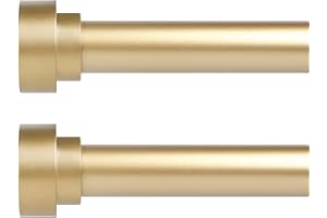 HEI! DEAR Gold Curtain Rods for Windows 28 to 48 Inch(2.3-4Ft)2 Pack,1 Inch Diameter Heavy Duty Curtain Rods,Ceiling & Wall Mount Window Rods Set, Modern Telescoping Drapery Rods for Indoor&Outdoor