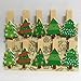 QTMY 20 Pcs Christmas Tree Wooden Clip Hanging Photos with Twine Halloween Decoration Supplies Favors (Christmas Tree)