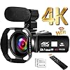 Camescope 4K 48MP Caméscope 18X WiFi Youtube Camera Caméscope de Vision Nocturne IR avec télécommande améliorée…