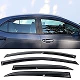 Window Visor fits 2014-2017 Toyota Corolla | Mu Style Acrylic Smoke Tinted & Semi-transparent Sun Rain Shade Guard Wind Vent Air Deflector by IKON MOTORSPORTS | 2015 2016
