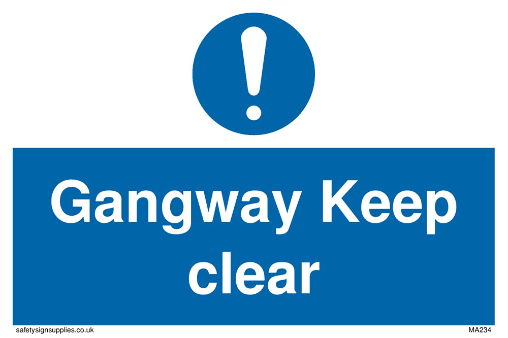 Pack of five - gangway keep clear Sign - 150x100mm - A6L