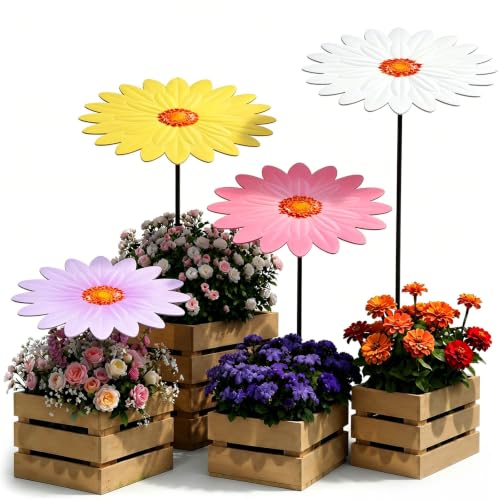 Reallnaive 4 Pack Small Plant Umbrellas for Outdoor 11.8 x 31.5 in Plants Shade Cover Cute Metal Garden Shade Outdoor Garden Sun Umbrella for Potted Decor, Provide Shelter(Flower, Mixed Colors) at Amazon
